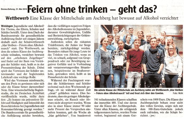 FeiernOhneTrinken DonauZeitung21Mai2019 klein